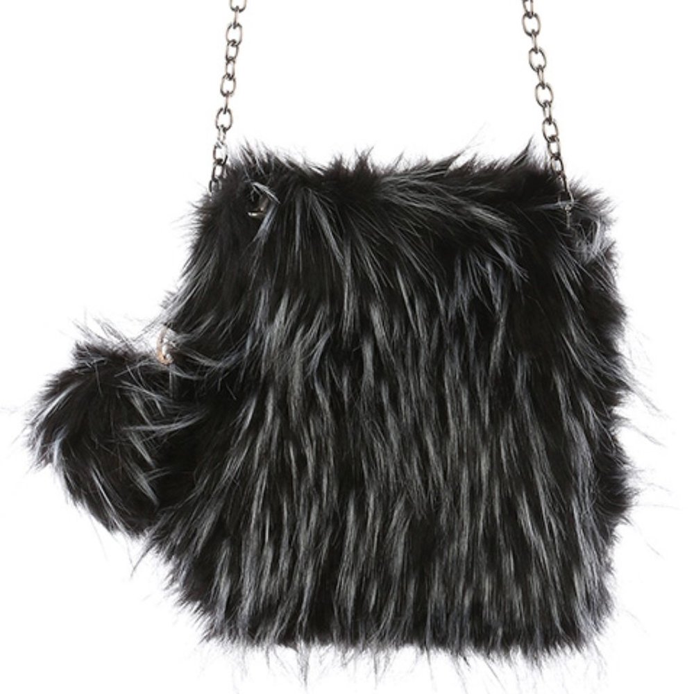 $10 ✿ FAUX FUR SQUARE CROSS-BODY BAG
